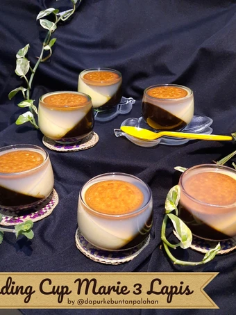 Cara Mudah Membikin Resep 84. Puding Cup Marie 3 Lapis (Marie,Custard&amp;Coklat Blackforest) yang Enak Banget Anti Ribet, Bisa Manjain Lidah