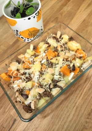 Une photo de Gratin butternut viande hachée et champignons
