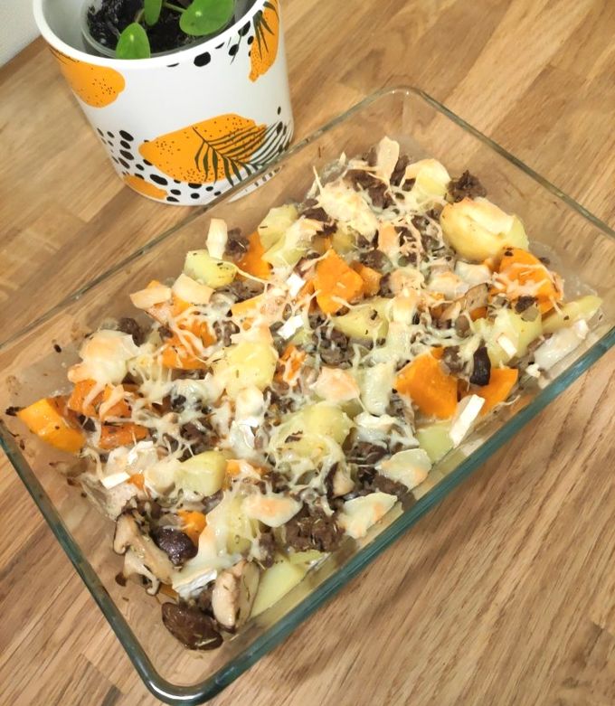 Une photo de Gratin butternut viande hachée et champignons