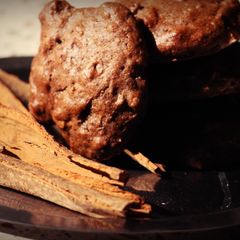 A picture of Cinnamon chocolate cookies with whole wheat flour!.
