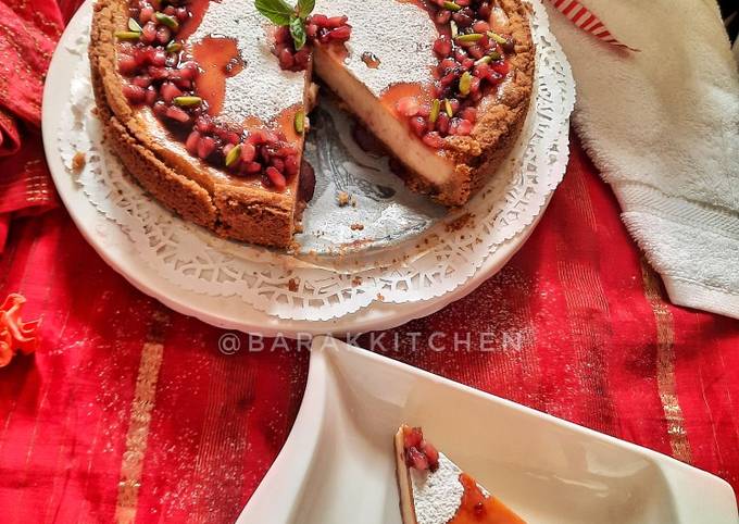 Cheese Cake with Pomegranate compote