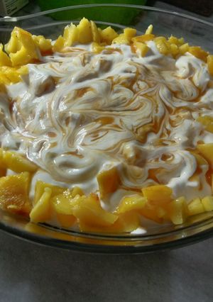 A picture of Mango Float, summer special recipe ⛱️ 🥭🥭🥭.