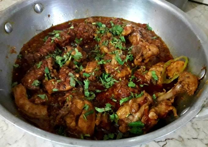 Dhaba style chicken karahi and homemade roti