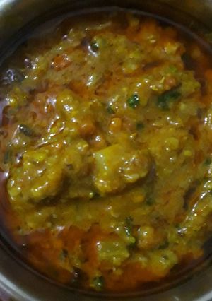A picture of Ghiya chane ki dal ki sabzi without garlic onion.