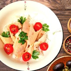 A picture of Trout baked with oranges.