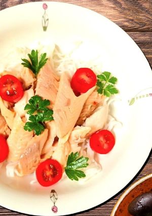 A picture of Trout baked with oranges.