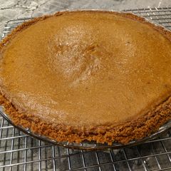 A picture of Real Pumpkin Pie with a Gingersnap Crust.