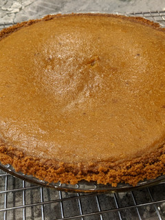 A picture of Real Pumpkin Pie with a Gingersnap Crust.