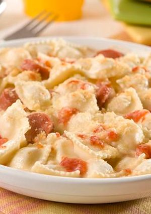Una foto de Pasta con salsa rosa