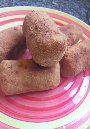 Una foto de Croquetas de papá y boniato rellenas de muzzarella