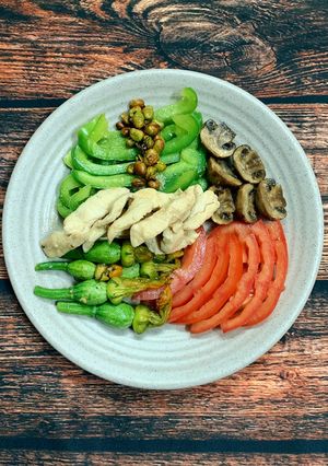 Hình của món Ức gà xào ớt chuông xanh [Eat clean - Lose weight].