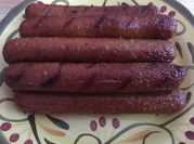 A picture of smoked hot dogs