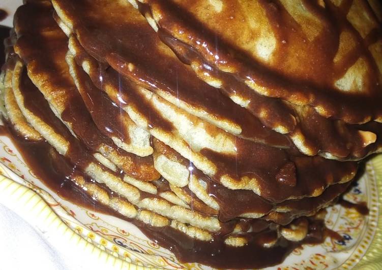 Recipe of Perfect Pancakes in Chocolate Syrup