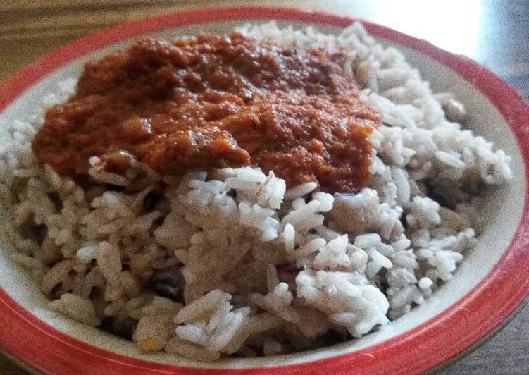 White rice,bean and Stew