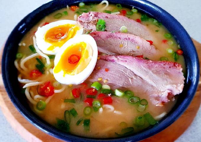 Recipe of Quick Pork Ramen Noodles with Miso Soup