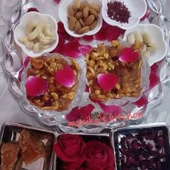 A picture of Dry fruit rose petals chikki.