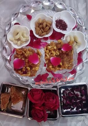 A picture of Dry fruit rose petals chikki.