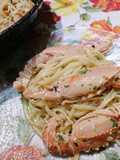 Linguine con aragostine, pepe rosa, sfumate con brandy stravecchio