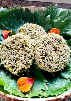 A picture of Vegan Celery Croquettes with Sesame Seed Coating.