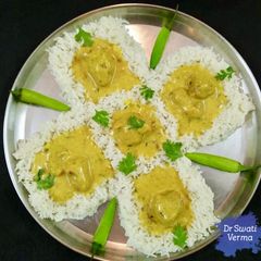Kadhi Pakora Rice A picture of Kadhi Pakora Rice.