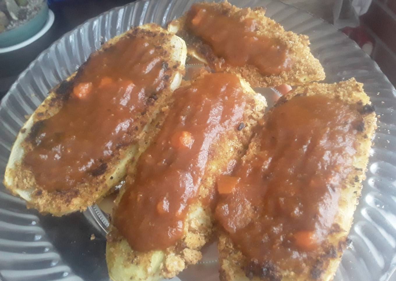 Calabaza blanca apanada con salsa de tomate y queso...🙄🍅🧀