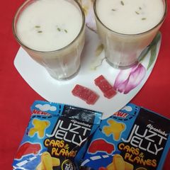 A picture of Banana thandai with jelly.
