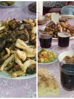 صورة لوصفة دجاج مشوي على الفحم والسمك الكروفيت والكلمار والتونه