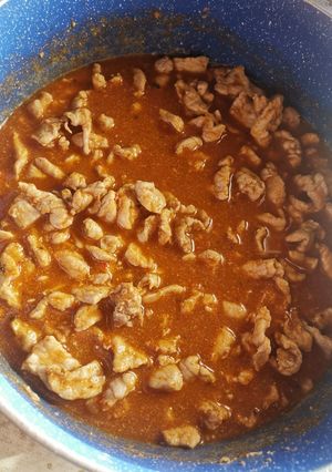 A picture of Pork Steak in Morita Chile Sauce.