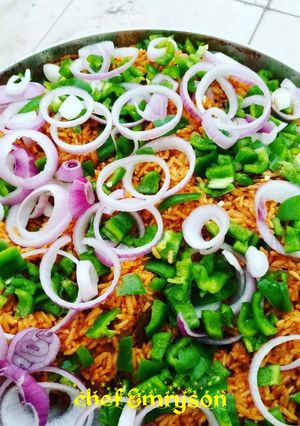 A picture of My smoky party jollof.
