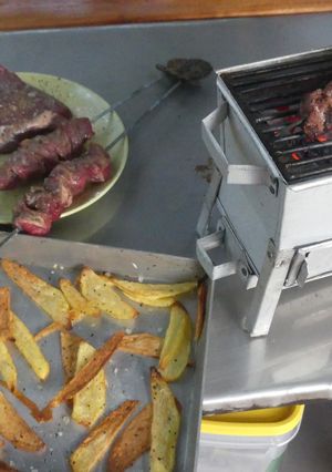 A picture of The classic steak and chips.