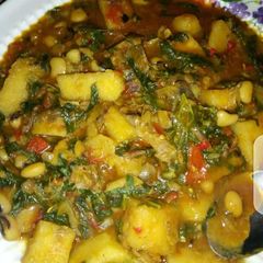 A picture of Yam and beans porridge.