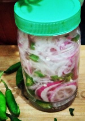A picture of Sirka onion achar.