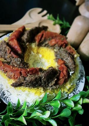 عکسی از دستور ته چین کباب در فر