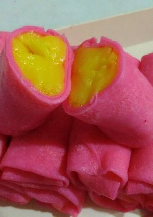 Foto resep Dadar Gulung Pink Vla Durian #PeduliKankerPayudara