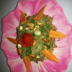 A picture of Green garlic minty pulav..