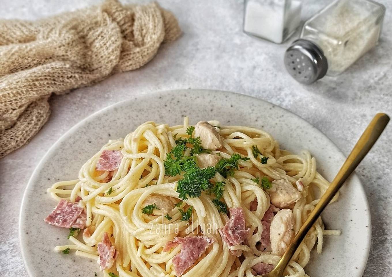 Chicken and Smoked beef Spaghetti