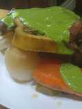 Ossobuco al ajillo de verdeos en colchón de verduras
