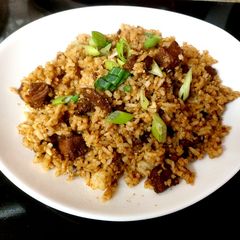 A picture of My Tasty Pork with Fried Rice. 😆.