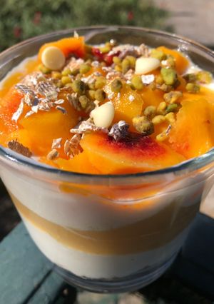 Une photo de Verrine de nectarine au fromage blanc
