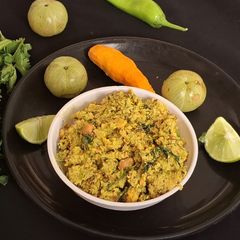 A picture of Fresh Amla and Turmeric Thecha (chutney).