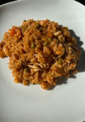 Una foto de Arroz meloso con marisco