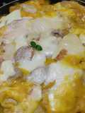Pastel de calabacin, calabaza y salchichas de pollo caseras🥘🍱🍛