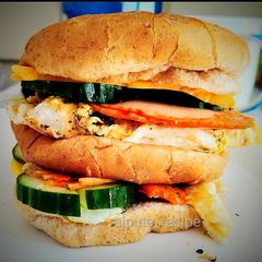 A picture of Huge Salami egg Burger.