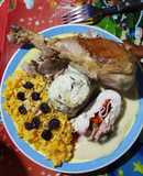 Pechuga de pavo rellena con salsa de naranja a la crema