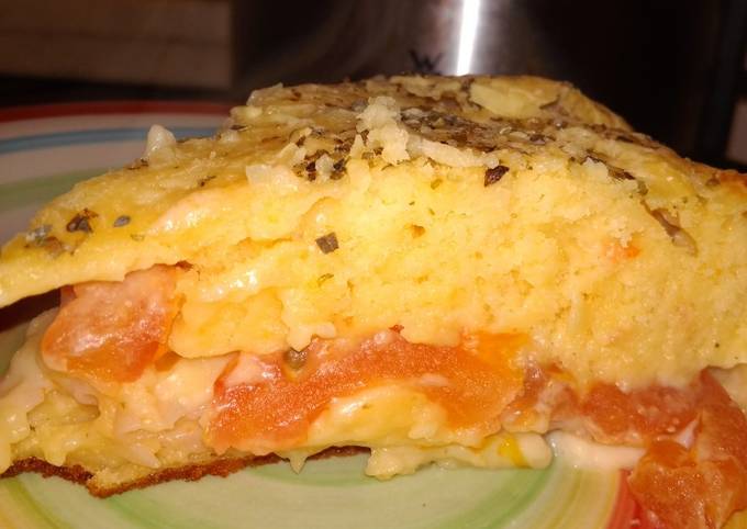 Foto principal de Tarta de queso con jamón y tomate