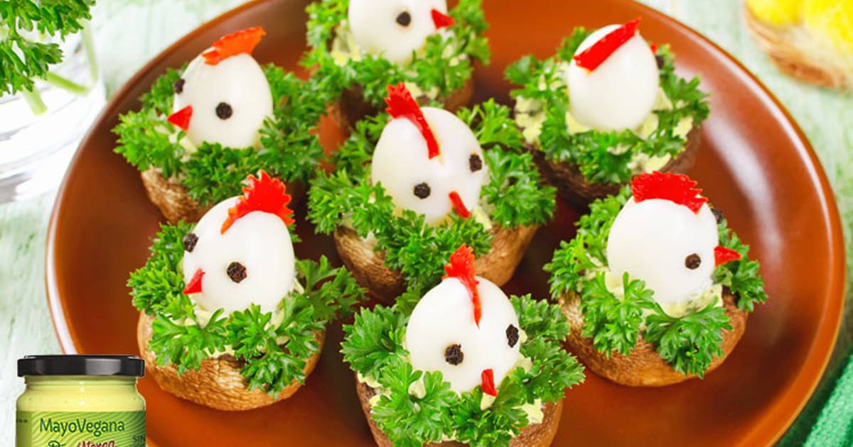 Pollitos con huevos de codorniz y MayoVegana (Huevos de Pascua) Receta de  Olivera d'Atenea- Cookpad