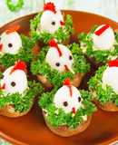 Pollitos con huevos de codorniz y MayoVegana (Huevos de Pascua)