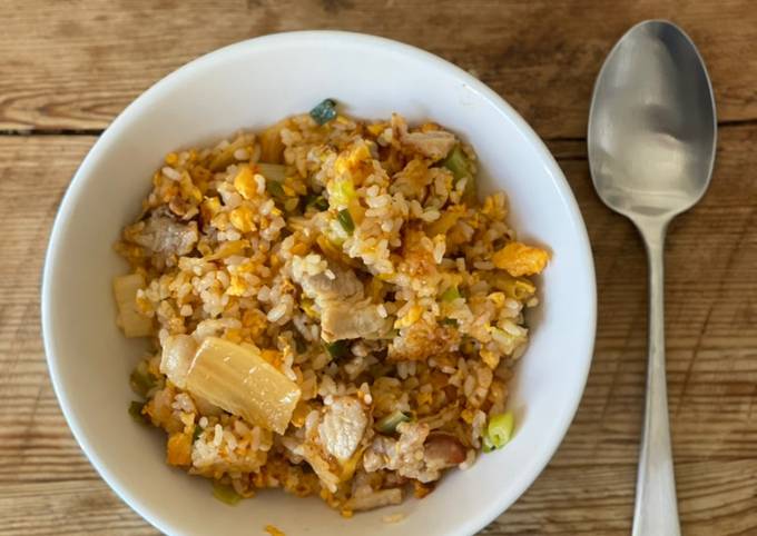 Fried rice with Korean Kimchi and pork belly