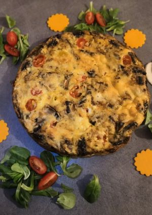 Une photo de Omelette tomates cerises/champignons de Paris, cuisson au four