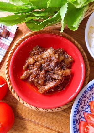 Hình của món Thịt Ba Chỉ Xào Mắm Ruốc Huế.